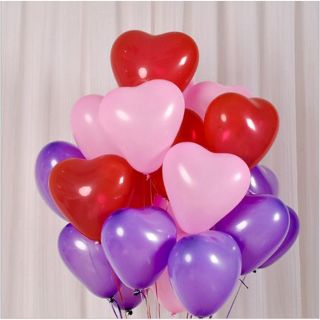 Combo 100 quả bóng bay trái tim loại dày trang trí tiệc, đám cưới