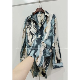 Áo sơ mi lụa loang