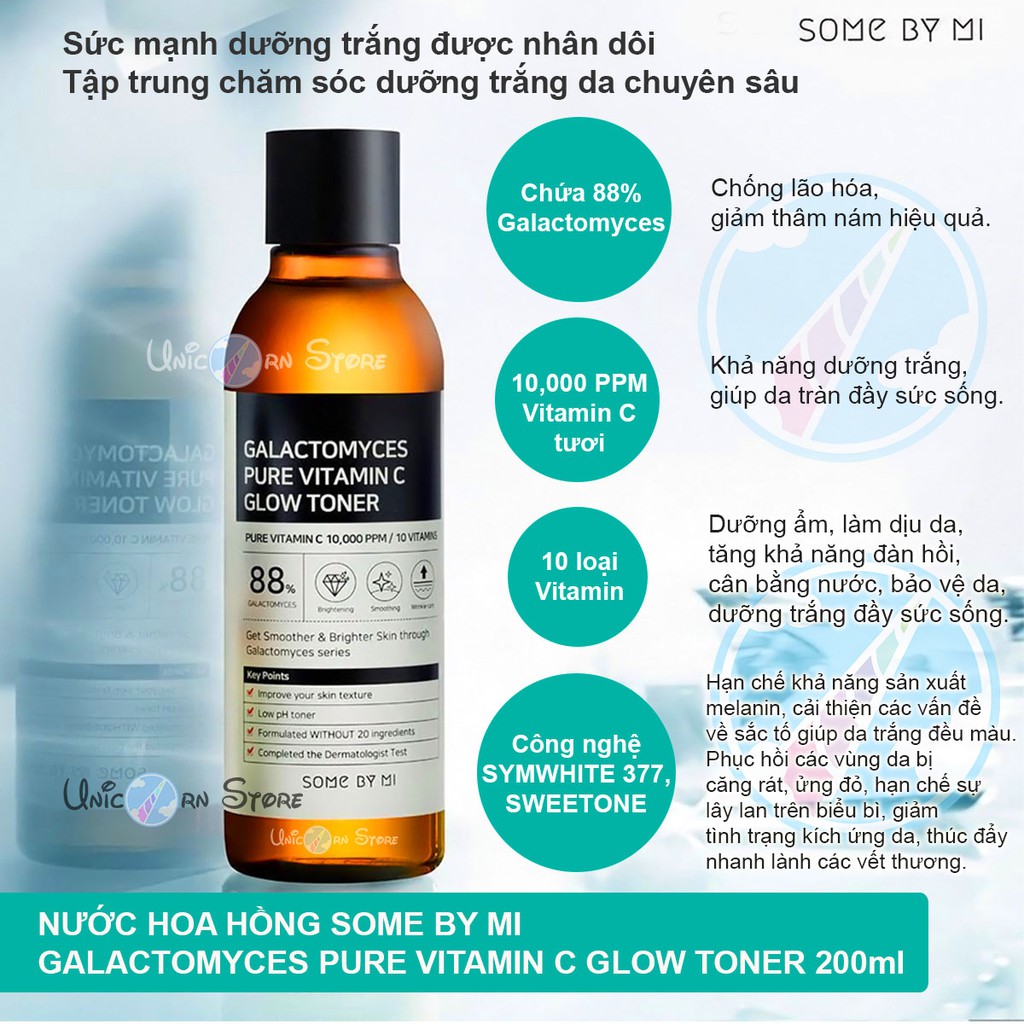 Nước Hoa Hồng Dưỡng Trắng, Chống Lão Hóa và Sáng Mịn Da Some By Mi Galactomyces Pure Vitamin C Toner 200ml