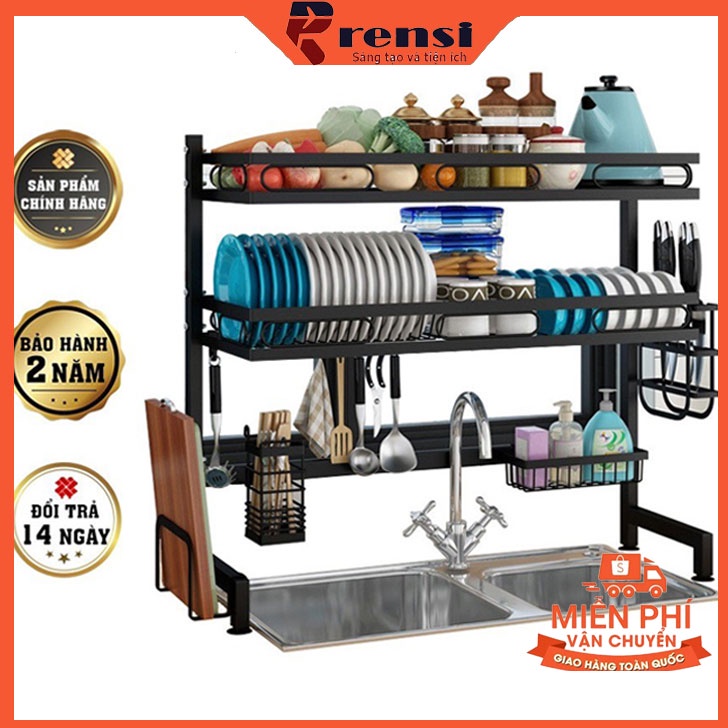 Kệ Đựng Chén Bát thông minh Rensi-Giá Để Bát Đĩa Trên Bồn Rửa Bát Full Phụ Kiện Kèm Quà Tăng