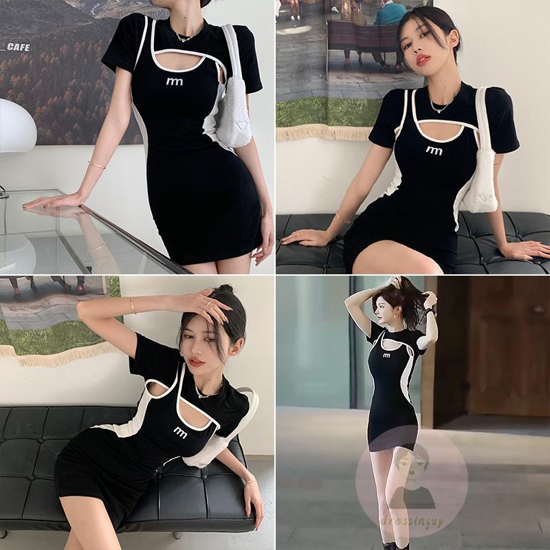 Đầm Tay Ngắn Cổ Tròn In Họa Tiết Chữ Dành Cho Nữ