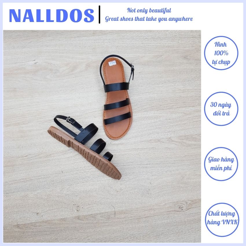 [MỚI] sandal nữ 3 quai ngang đế bằng thời trang với 5 màu thời trang ( Đen, Kem, Bò, Trắng và xám)