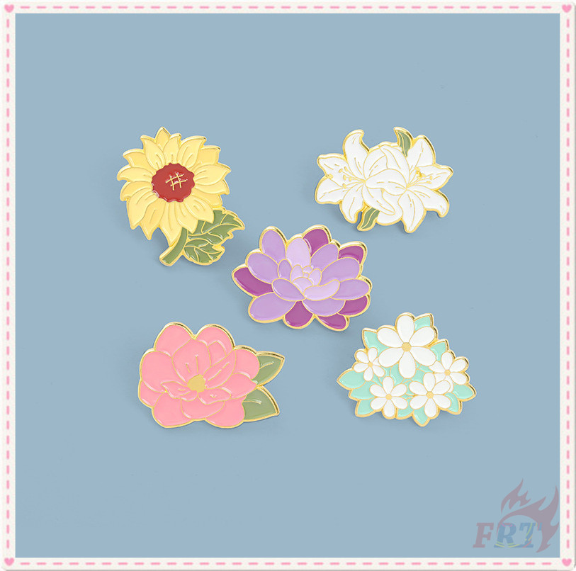 ★ Ins：Sweet Flowers - Violet / Sunflower / Lily / Peach Blossom / Sakura Brooches ★ 1Pc Fashion Doodle Enamel Pins Backpack Button Badge Brooch