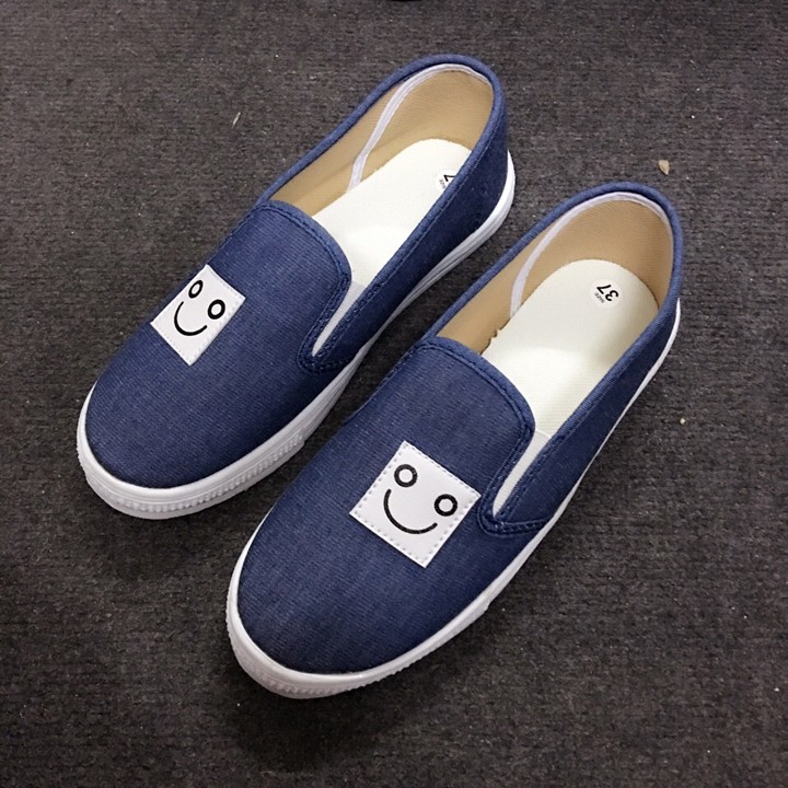Giày slip on mặt cười jean đậm VV89 | BigBuy360 - bigbuy360.vn