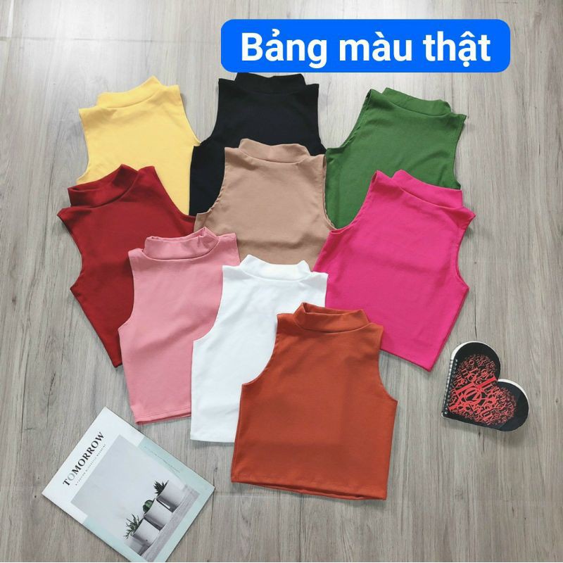 Áo croptop ba lỗ cổ lọ