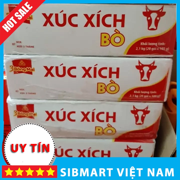 Xúc xích bò 3 bông mai tiệt trùng Vissan 105g (5 cây) - SibMart Việt Nam - SC0036