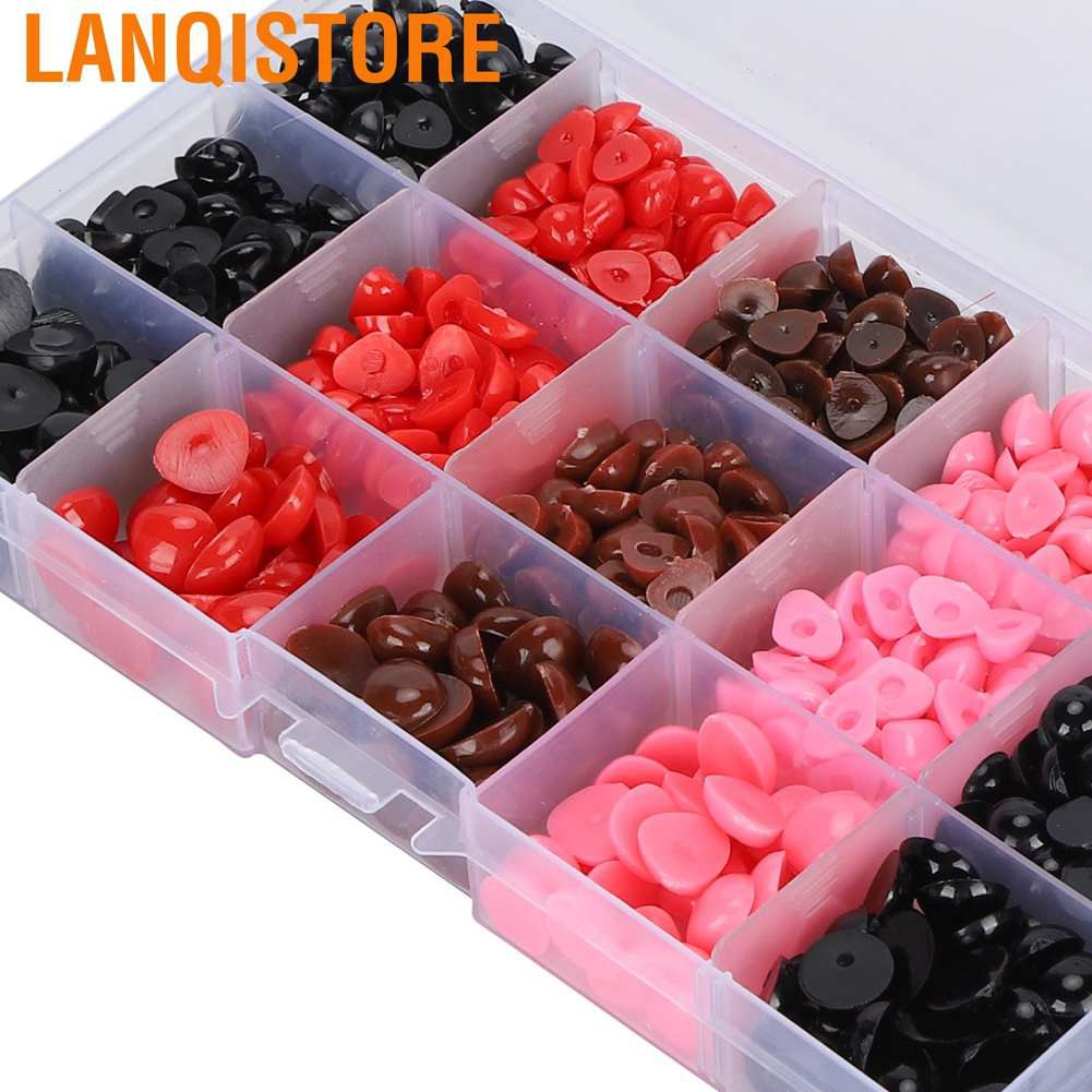 Lanqistore 1070Pcs Colorful Doll Eyes Nose Plastic Triangle/Round Acces with Storage Box