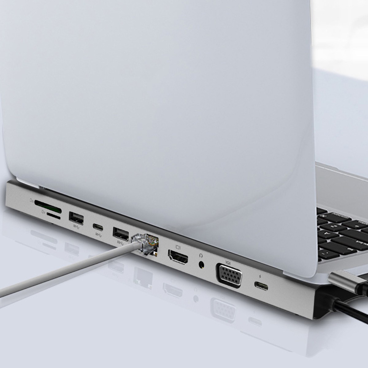 Đế Sạc Usb Type C Sang Hdmi Vga Rj45 Ethernet Usb 3.0 Sd / Tf 11 Trong 1 Cho Macbook Pro