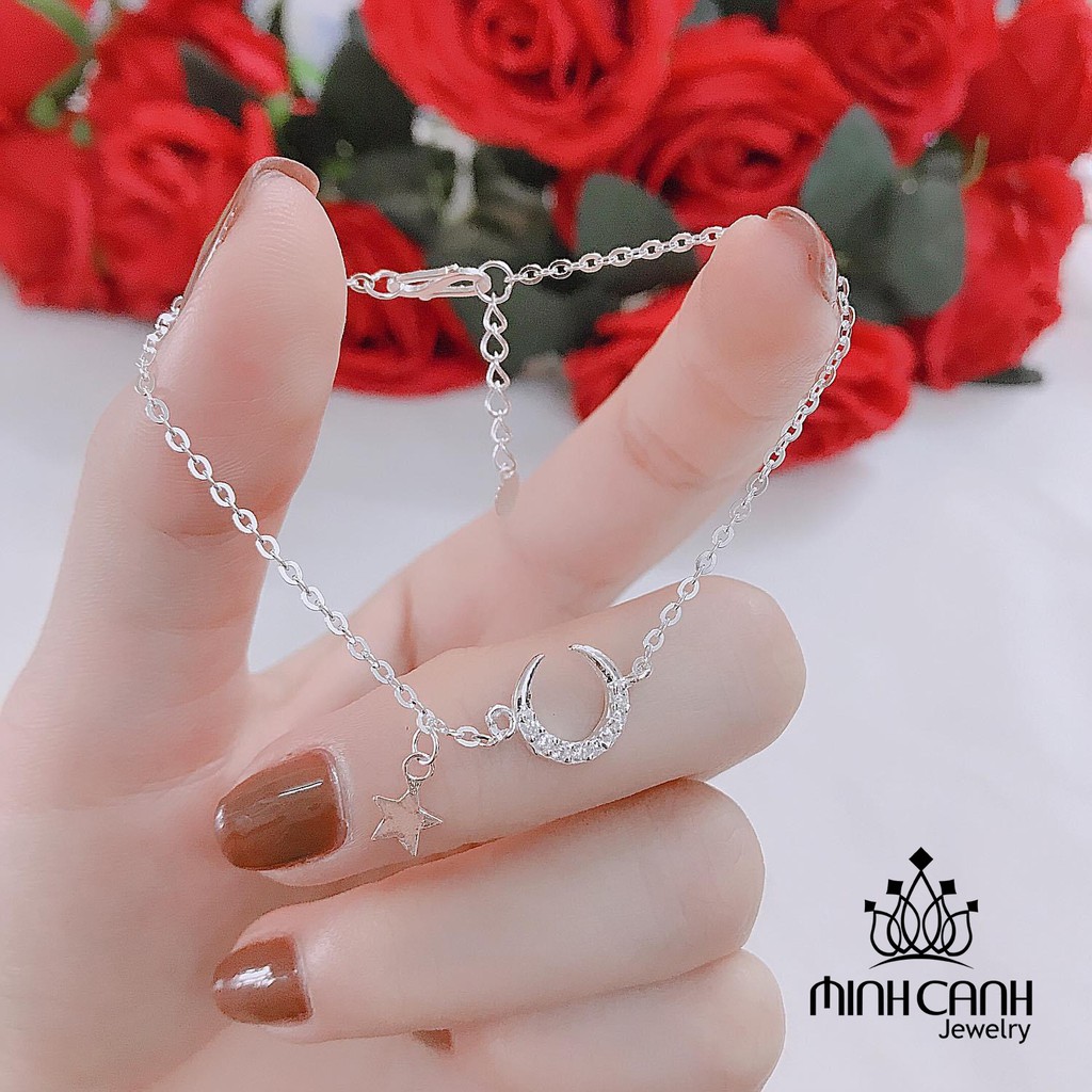 Lắc Tay Bạc Nữ Trăng Sao Dây Xích Mảnh - Minh Canh Jewelry