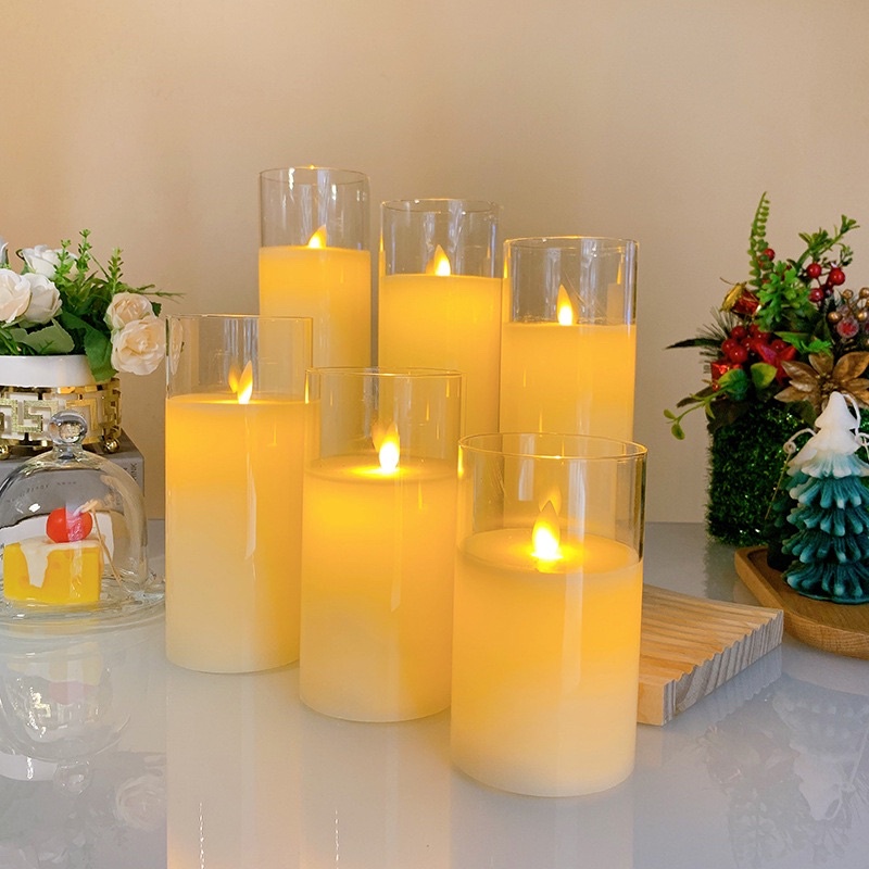 Nến điện tử nến pin bộ gồm 3 cây trong suốt , Đèn led hình nên