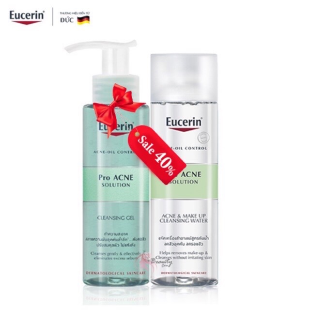 ✅ COMBO Eucerin Gel Rửa Mặt Và Tẩy Trang Chuyên Biệt Cho Da Nhờn Mụn Eucerin ProAcne