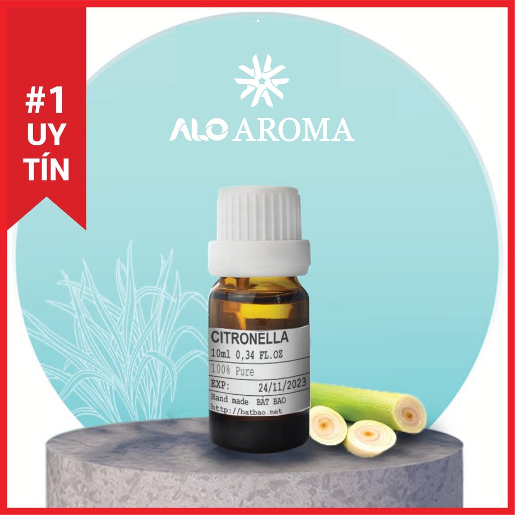 Tinh Dầu Sả Java Thiên Nhiên giảm stress, đuổi côn trùng Citronella Essential Oil AloAroma