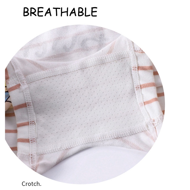 SANITKUN Bộ 4 quần lót cotton thoáng khí in họa tiết hoạt hình đáng yêu cho bé gái