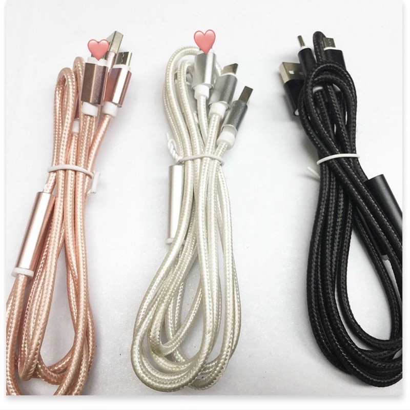 (Giá sỉ) Cáp sạc dây dù đa năng 3 đầu-Type C-Micro USB mẫu 1