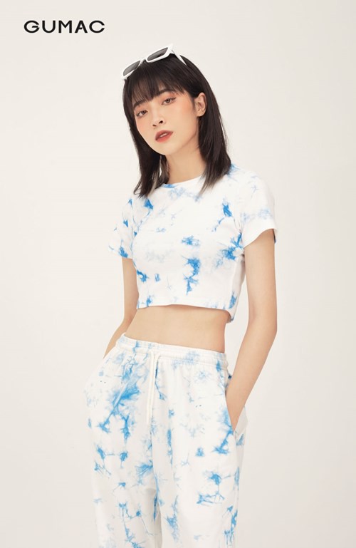 [Mã WABRGM11 giảm 10% đơn 250K] Áo croptop nữ tay ngắn loang màu GUMAC phong cách unisex cá tính ATB301 | BigBuy360 - bigbuy360.vn