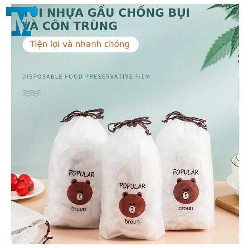 Túi 100 Màng Bọc Thực Phẩm Co Giãn Gấu Polupar Brown - Túi Gấu Nâu Màng Bọc Thực Phẩm