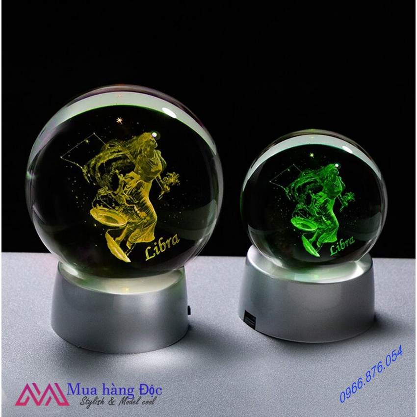 Quà Tặng Sinh Nhật Tháng 10 🎁 🎁 🎁 Quả Cầu Pha Lê 3D LED Cung Thiên Bình Libra