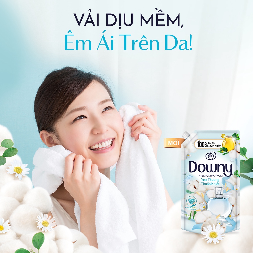 Nước Xả Vải Downy Tinh Dầu Thiên Nhiên Yêu Thương Thuần Khiết Cao Cấp Túi 2.2L