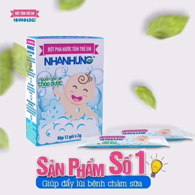 BỘT PHA NƯỚC TẮM NHÂN HƯNG - HỖ TRỢ GIẢM RÔM SẢY, CHÀM SỮA - AN TOÀN CHO BÉ