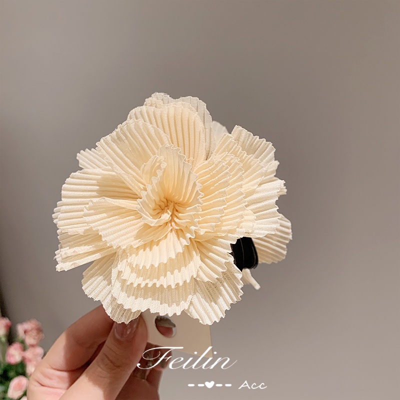 Kẹp tóc càng cua hoa hồng lưới nhụy châu sang chảnh Tiluca KEP35