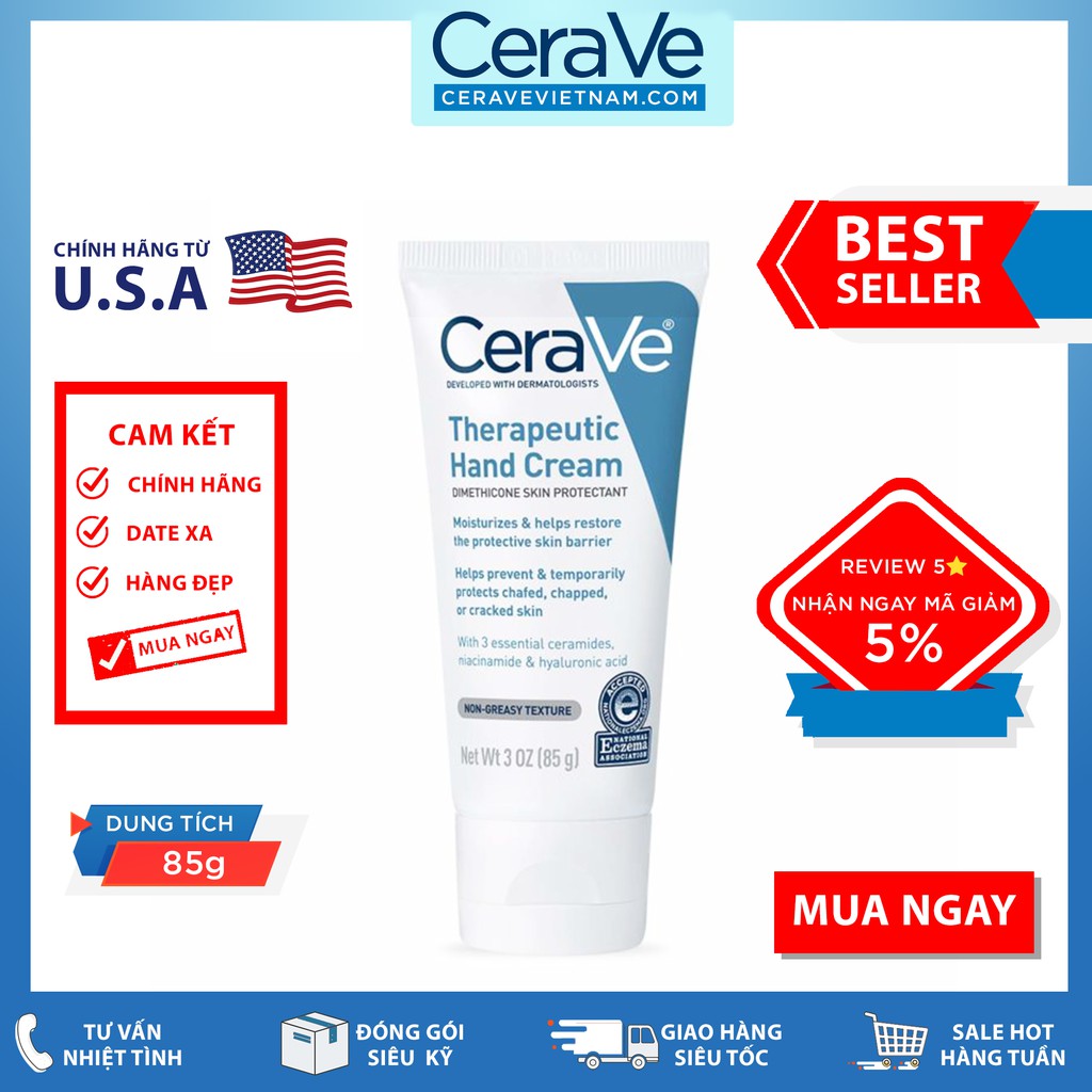 Kem dưỡng tay CeraVe Therapeutic Hand Cream (85g)
