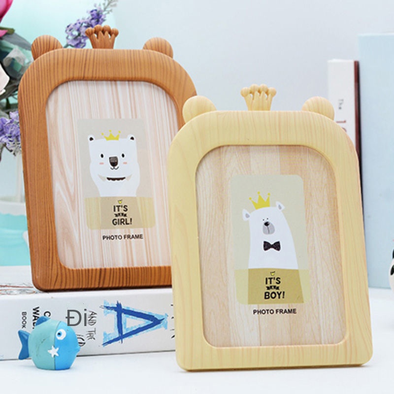 LMô phỏng vân gỗ Khung ảnh 7 inch, hoàng tử ếch bảy inch hoạt hình thiết lập studio quà tặng công ty đồ trang sức