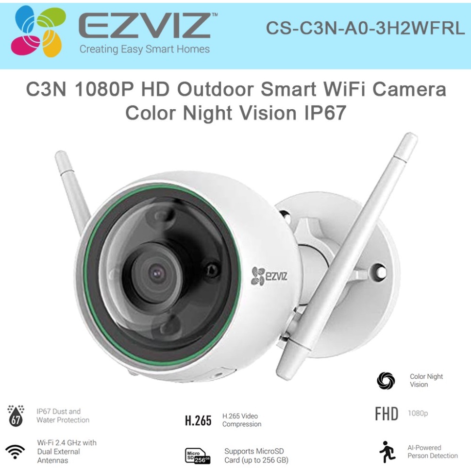 Camera không dây wifi, có màu ban đêm,AI thông minh C3N 2MP, có mic,hàng chính hãng bảo hành 24 tháng