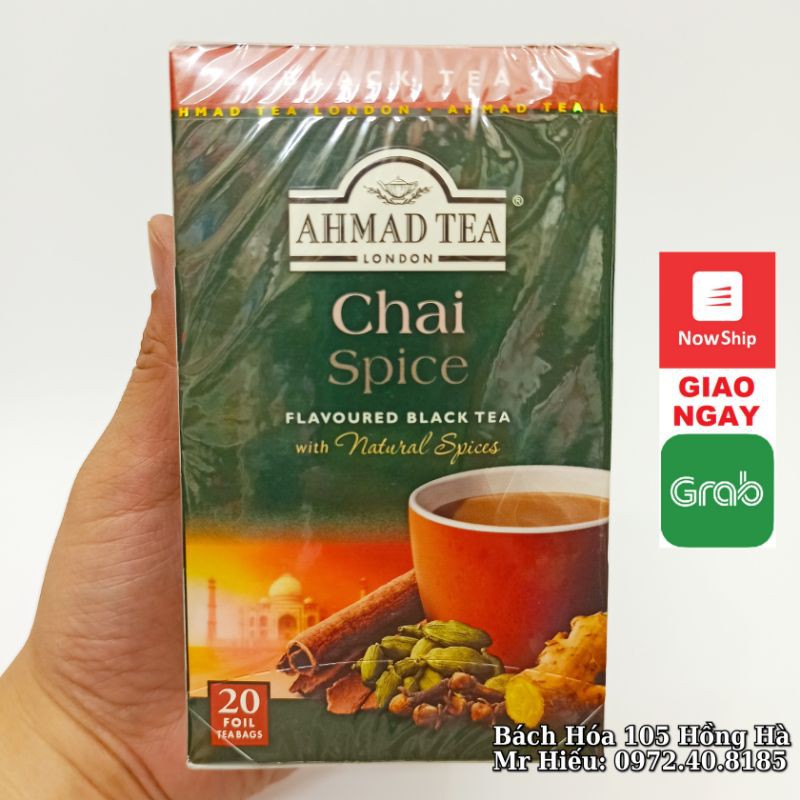 [T1/2023] Trà Ahmad Tea vị Chai Ấn Độ hộp 20 gói - Chai Spice