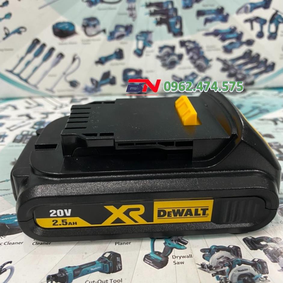 Pin Dewalt 20V 2.5AH 1 hàng cell nhận sạc zin, led báo Pin như zin.