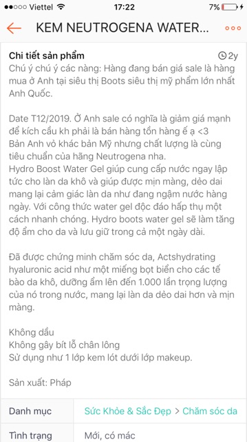 Kem dưỡng da Neutrogena Aqua gel và Aqua cream cho da dầu và da khô | BigBuy360 - bigbuy360.vn