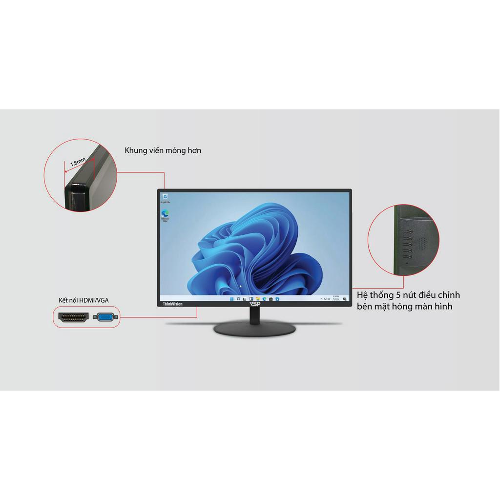 Màn hình máy tính LCD 19&quot; VSP E1916H FullHD 1366x768, 60Hz, HDMI, VGA (Đen)