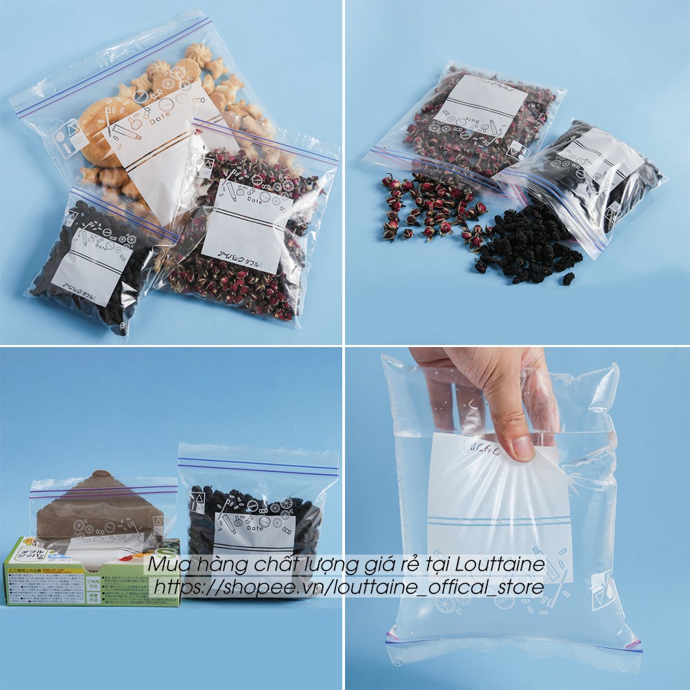 Túi zip bảo quản thực phẩm nhật bản 3 size S M L túi sử dụng trong lò vi sóng và tủ đông ( 1 set 3 hộp 3 size )