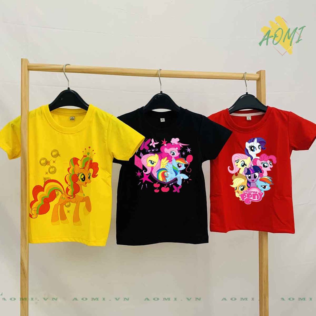 ÁO THUN UNISEX little pony PHÔNG ĐEN TAY NGẮN NAM NỮ GIA ĐÌNH CẶP ĐÔI SIZE TRẺ EM BÉ TRAI GÁI AOMIVN