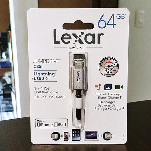 USB OTG Mở rộng thêm 64Gb bộ nhớ iPhone/iPad (Kiêm cáp Lightning MFI & USB 3.0 64Gb) chính hãng LEXAR