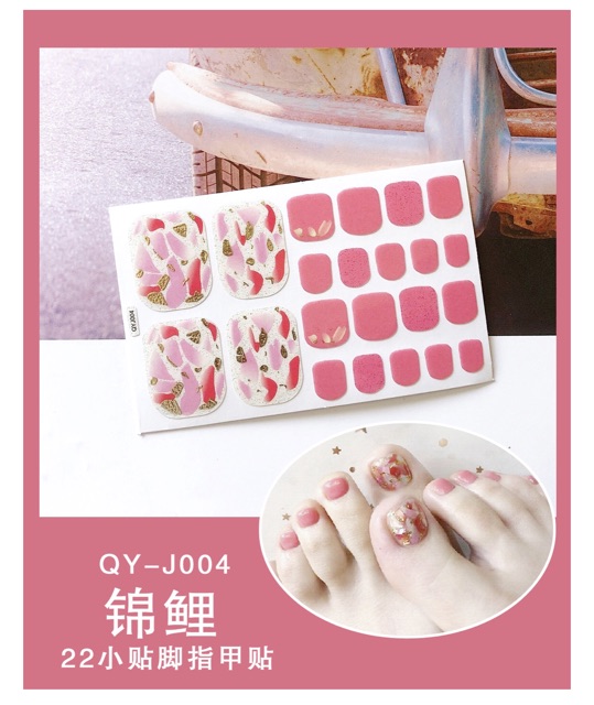 Bộ 22 Miếng Dán Móng Chân Sticker Nails Chống Nước