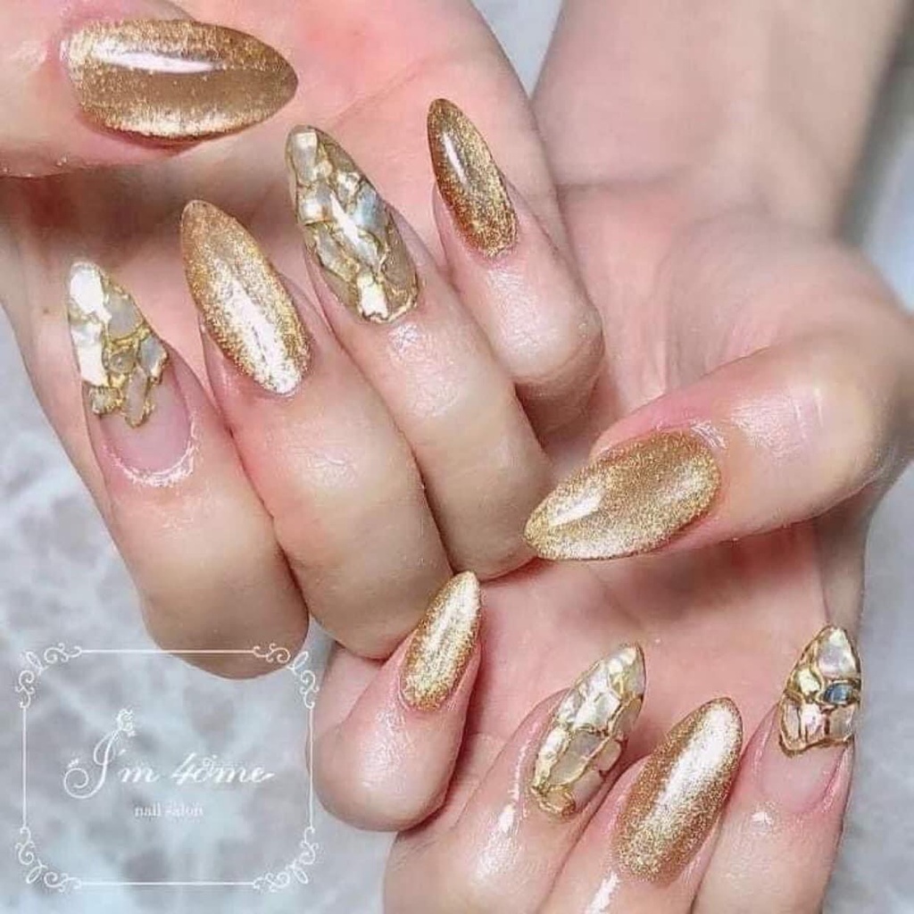 Top mắt mèo kim cương màu vàng vỏ bạc sang trọng cầm chắc tay chuyên dụng cho dân làm nail - Phụ kiện nail Hà Chi