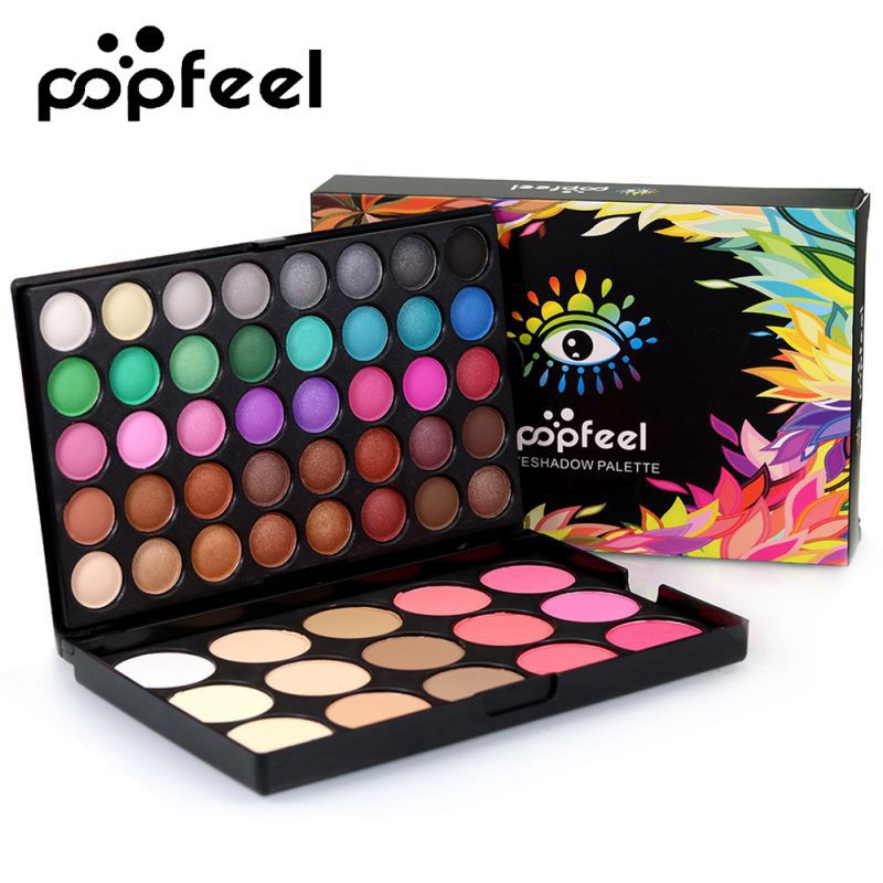 Bảng phấn mắt/phấn phủ/phấn má thương hiệu POPFEEL gồm 55 màu chuyên nghiệp