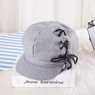Mũ beret nữ họa tiết nơ