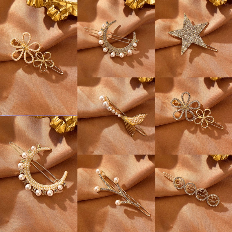 Kẹp Tóc Nhiều Kiểu Đính Ngọc Trai Xinh Xắn Kiểu Hàn Quốc