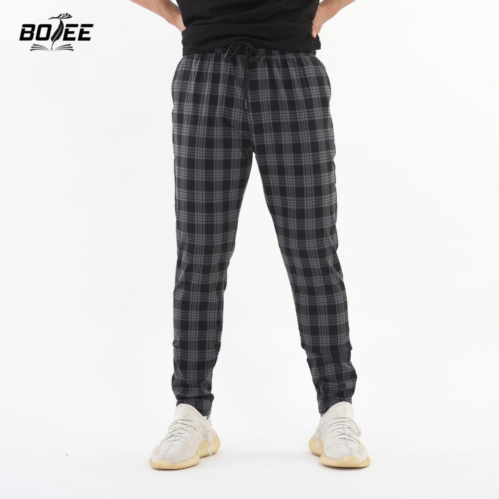 Quần pant baggy caro Basic BOTEE màu đen xanh ống suông unisex nam nữ ་