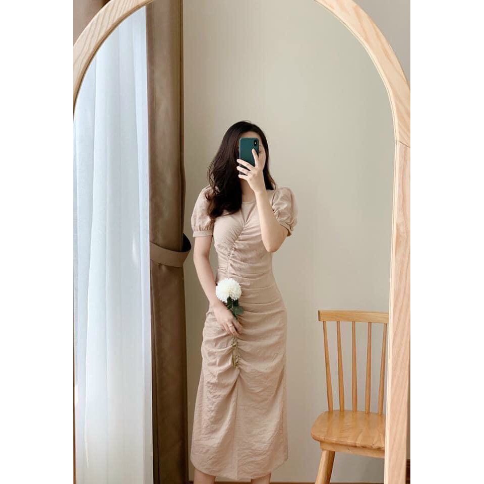 VÁY ĐẦM NỮ - VINTAGE NỮ TIỂU THƯ DẠO PHỐ LINEN - TRẮNG NUDE – GD072