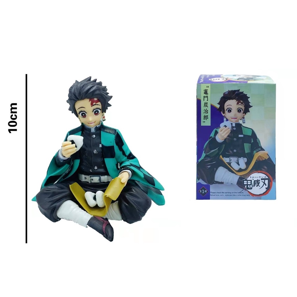 Mô hình Kimetsu No Yaiba Thanh gươm diệt quỷ - Mô hình Tanjiro Nezuko Zenitsu Inosuke ngồi ăn cơm nắm KY072