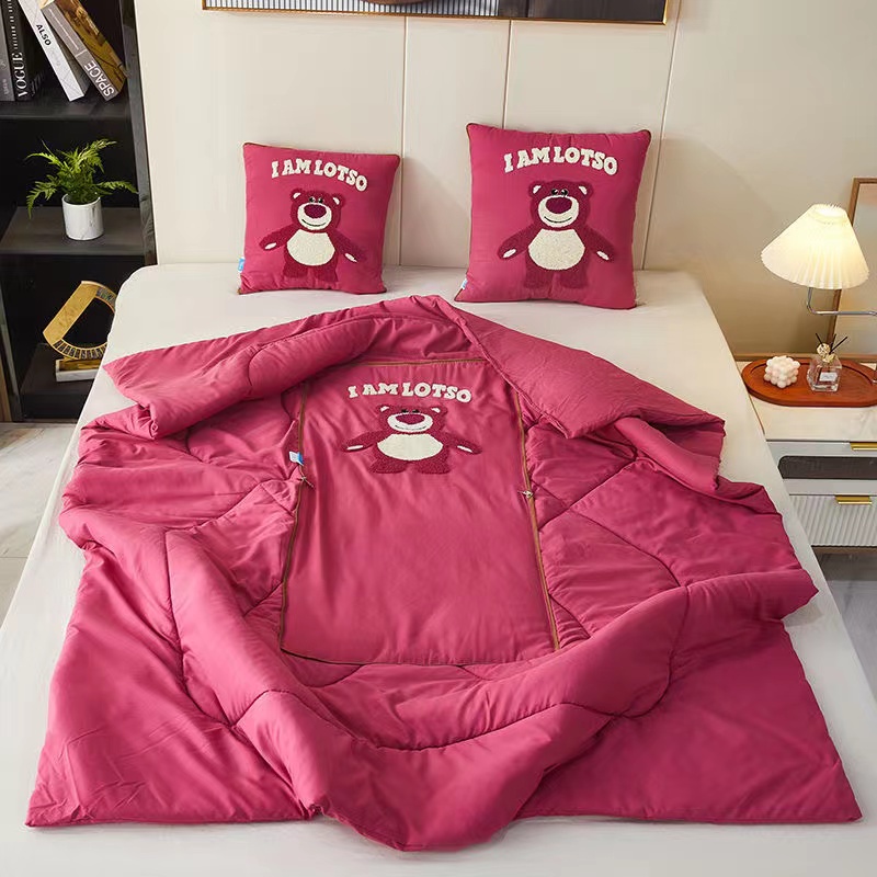 Chăn 145 * 190 cm với họa tiết hoạt hình gấu dâu LOTSO dễ thương