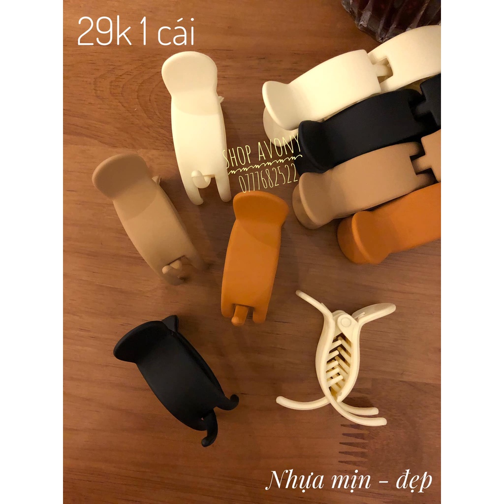 1 kẹp tóc - bấu tóc càng cua nhám mịn, nhựa đẹp gam màu sang (nâu, beige)