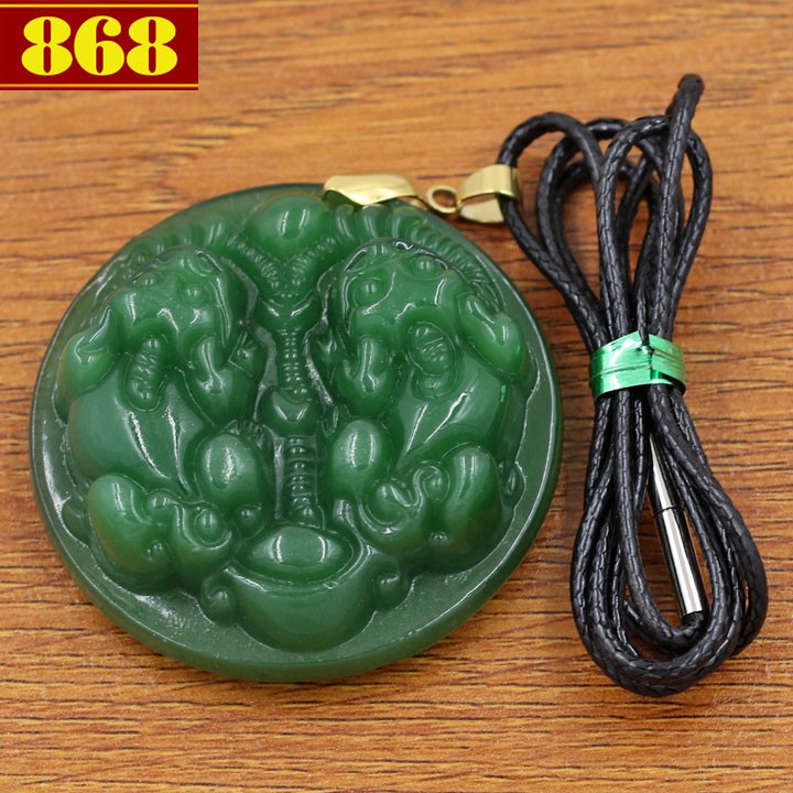Dây chuyền Tỳ Hưu đôi 4.7 cm xanh TH7
