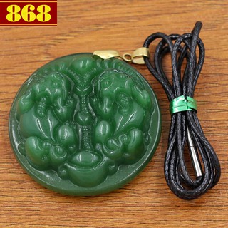 Dây chuyền Tỳ Hưu đôi 4.7 cm xanh TH7