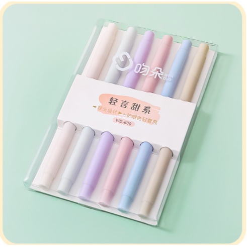 sét 6 Bút highlight pastel đầu HAKI, bút đánh dấu nhớ dòng morandi trang trí sổ bullet journal