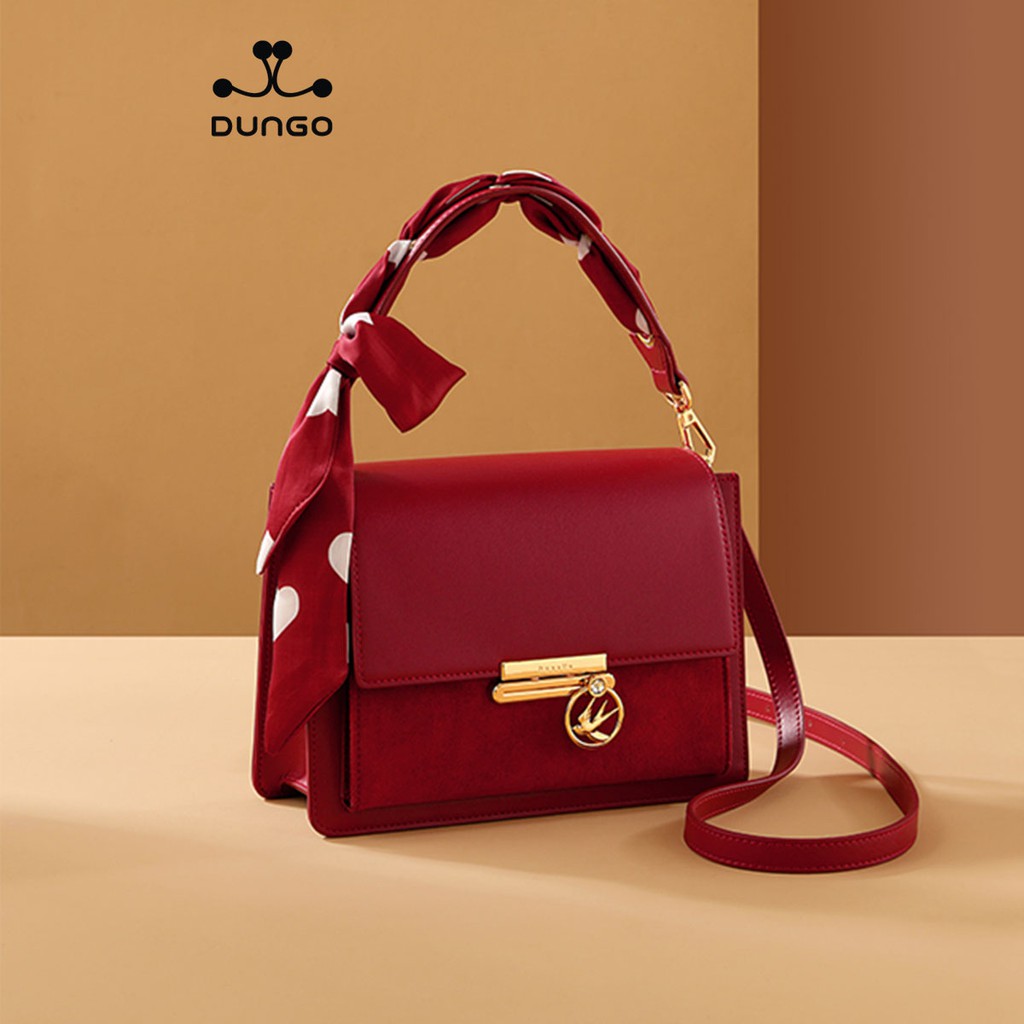 Túi Xách NUCELLE Da Đỏ Quai Khăn Nơ DU10249-02