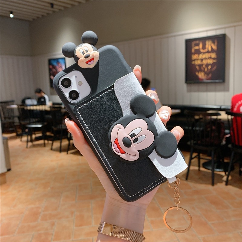 Ốp Điện Thoại Hoạt Hình Mickey Minnie Dễ Thương Có Dây Đeo Cho iphone11 pro12 13pro