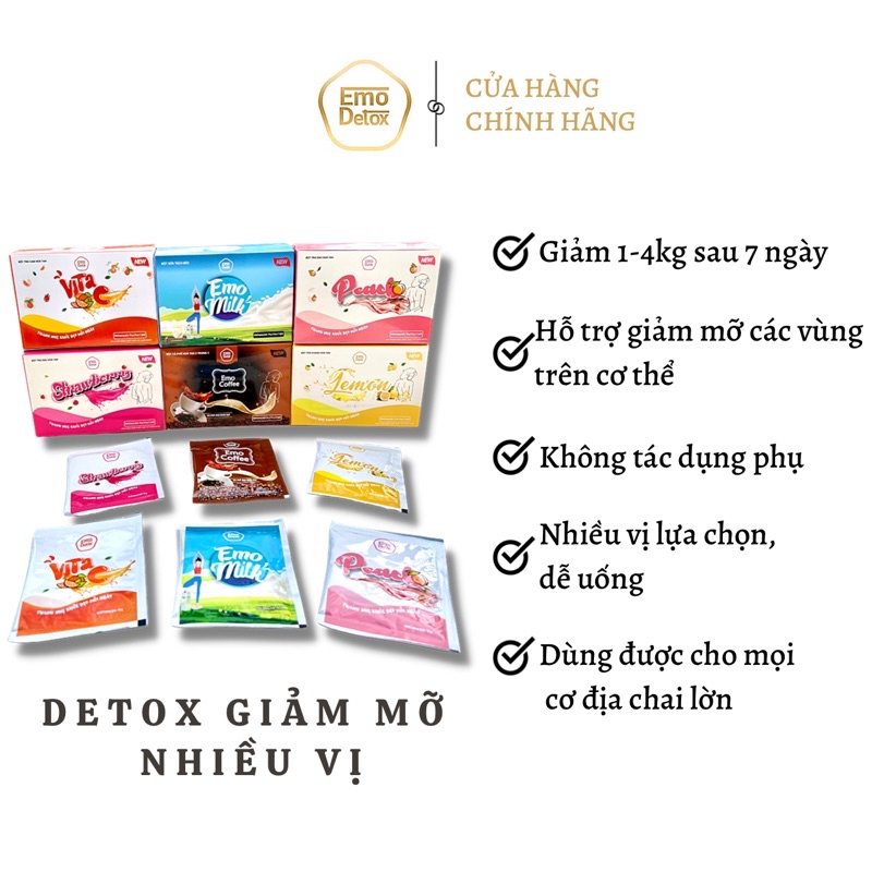 Detox Giảm Cân Emoslim Vị Trà Trái Cây Hộp 7 Gói